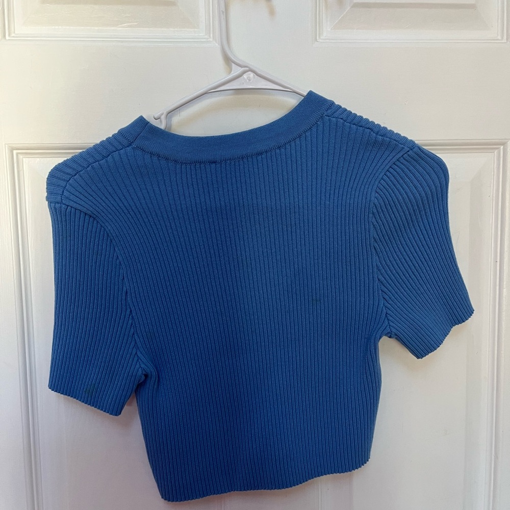 Scout Blue Ribbed Crop T-Shirt - Picture 2 of 4
